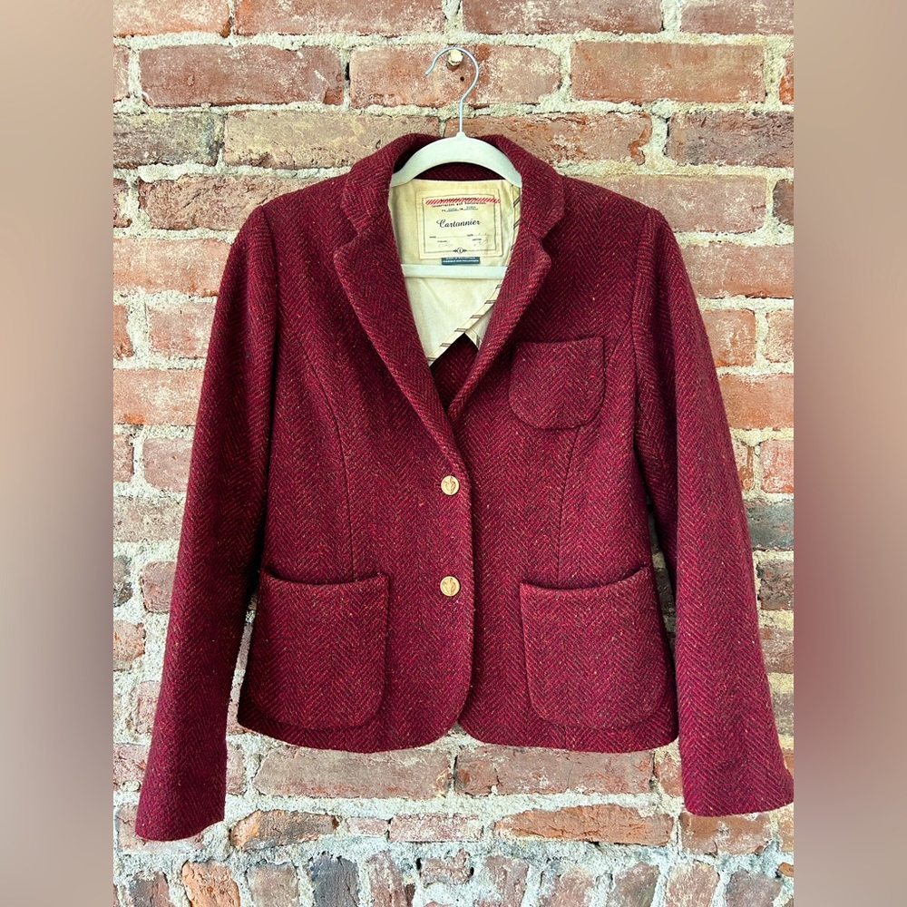 Cartonnier Burgundy Wool Blend Blazer from Anthropologie, Size 6